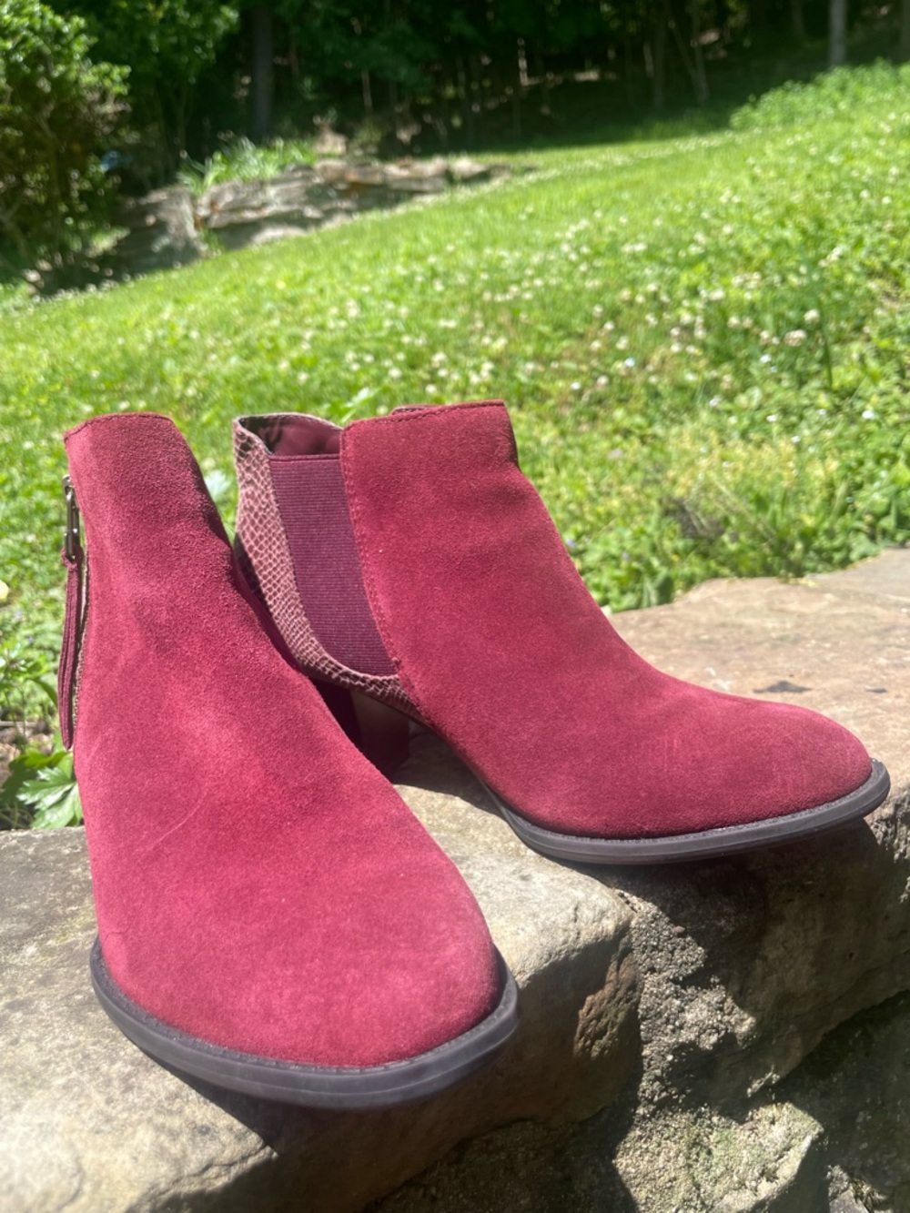 Vionic Burgundy Suede Ankle Booties